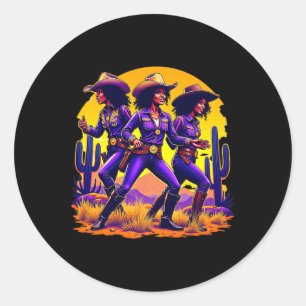 Black Cowgirl Texas Western Rodeo Melanin Black Hi Classic Round Sticker