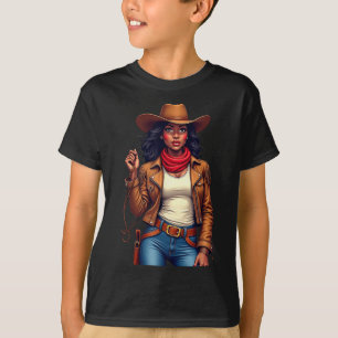 Black Cowgirl Texas Western Rodeo Melanin Black Hi T-Shirt