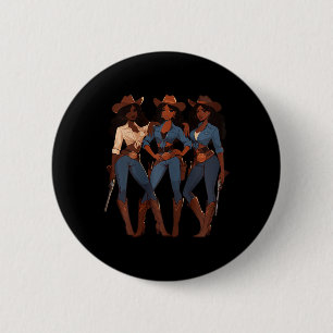 Black Cowgirl Western Rodeo Melanin Black History 6 Cm Round Badge