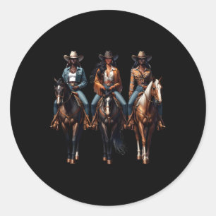 Black Cowgirl Western Rodeo Melanin Black History  Classic Round Sticker