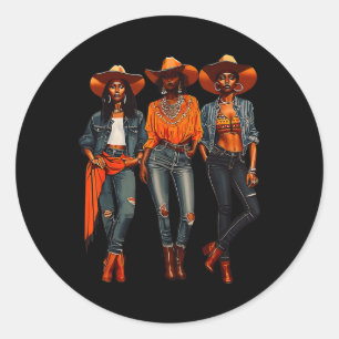 Black Cowgirl Western Rodeo Melanin Black History Classic Round Sticker
