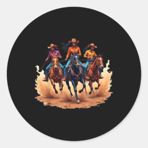 Black Cowgirl Western Rodeo Melanin Black History Classic Round Sticker
