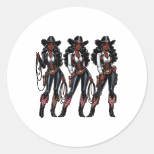 Black Cowgirl Western Rodeo Melanin Black History  Classic Round Sticker