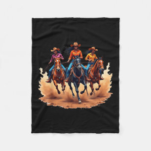 Black Cowgirl Western Rodeo Melanin Black History  Fleece Blanket