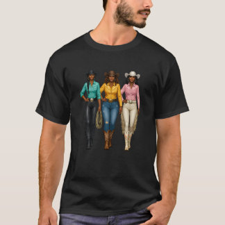 Black Cowgirl Western Rodeo Melanin Black History  T-Shirt