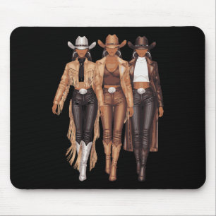 Black Cowgirl Western Tee Rodeo Country Women June Mouse Pad