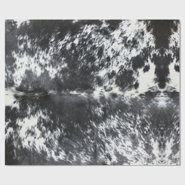 Black Cowhide Print Rustic Farmhouse Christmas Wrapping Paper (Flat)