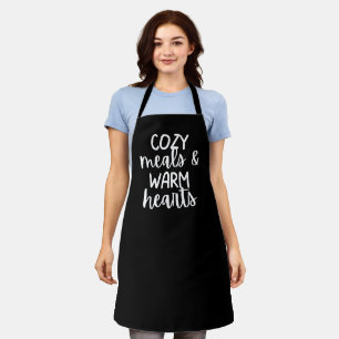 Black “Cozy Meals & Warm Hearts” Women’s Cozy Gift Apron