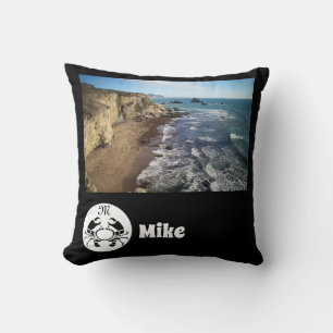 Black Crab Monogram Photo Name Cushion