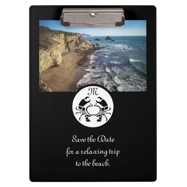Black Crab Stencil Monogram Photo Clipboard (Front)