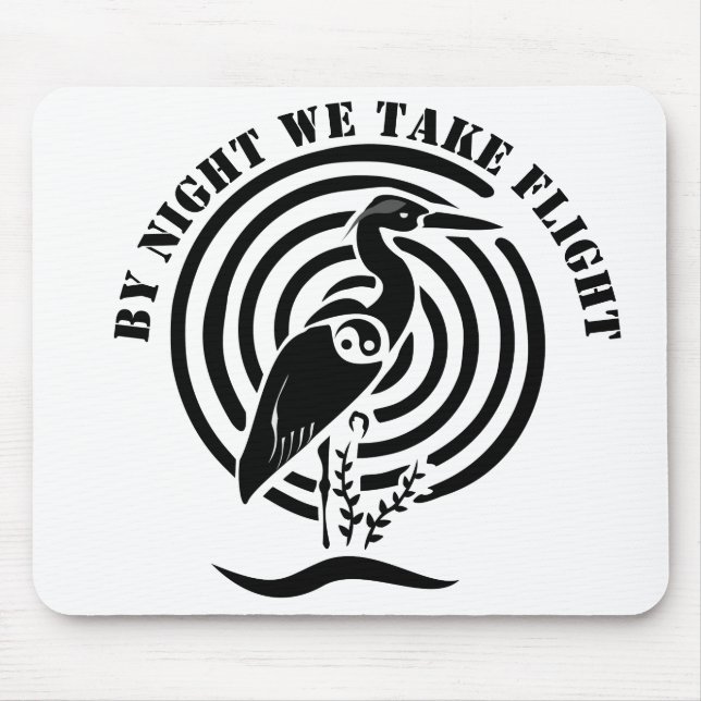 Black Crane Standing in Water Silhouette Mouse Pad (Front)