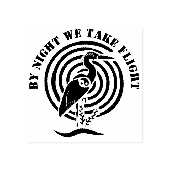 Black Crane Standing in Water Silhouette Rubber Stamp (Imprint)