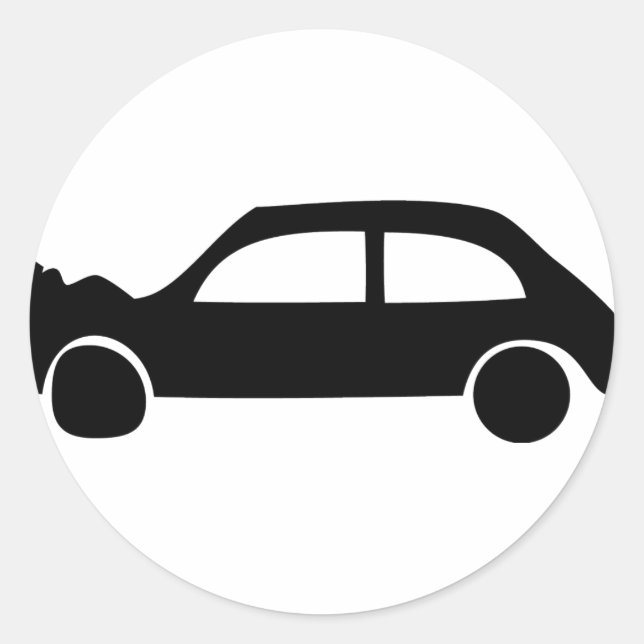 black crash car icon classic round sticker (Front)