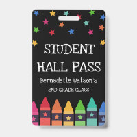 Black Crayons & Stars Colourful Student Hall Pass