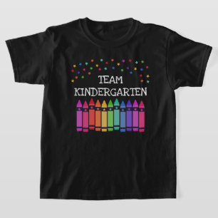 Black Crayons & Stars Team Kindergarten T-Shirt