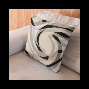 Black Cream and Grey Throw Pillow