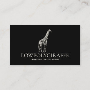 Black Cream Animal Lowpoly Giraffe Business Card