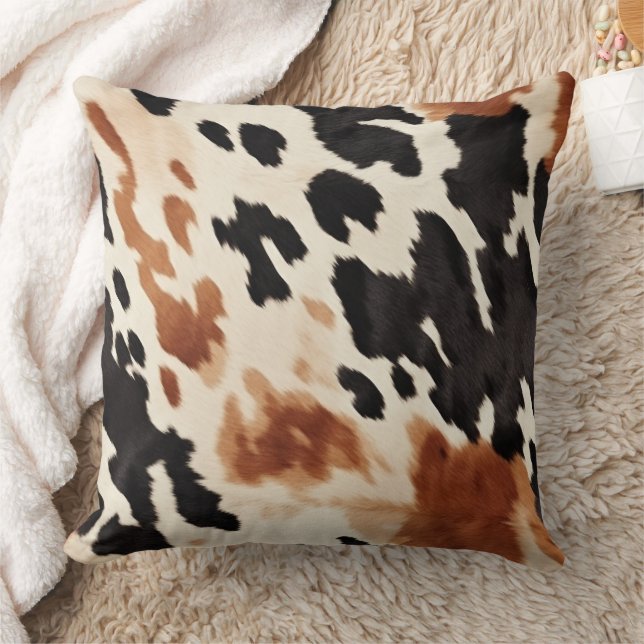 Black Cream Brown Cowhide   Cushion (Blanket)