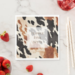 Black Cream Brown Cowhide Napkin