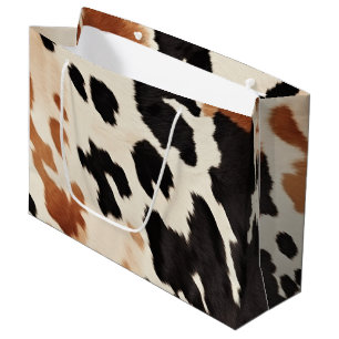 Black Cream Brown Cowhide Wedding Large Gift Bag
