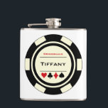 Black Cream Casino Poker Chip Wedding Bridesmaid Hip Flask<br><div class="desc">Show your bridesmaids how much you appreciate them being in your wedding by giving them this fabulous personalised black and cream white poker chip flask with their name on it.</div>