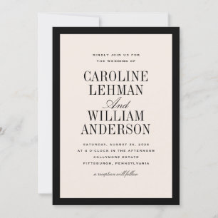 Black Cream Classic Elegant Wedding Invitation
