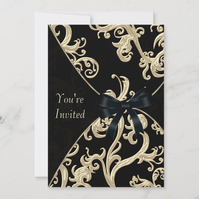 Black Cream Cocktail Party Invitation (Front)