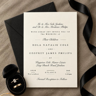 Black & Cream Formal Calligraphy Wedding Invitation