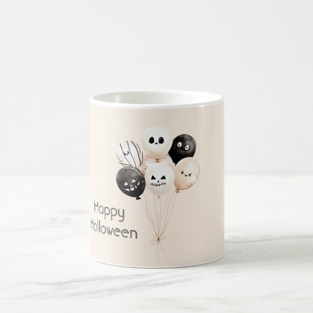 Black Cream Halloween Balloons Coffee Mug (Center)