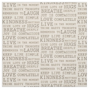 Black Cream Inspirational Quotes Fabric