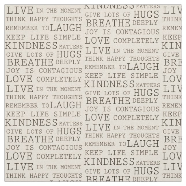 Black Cream Inspirational Quotes Fabric (Swatch)