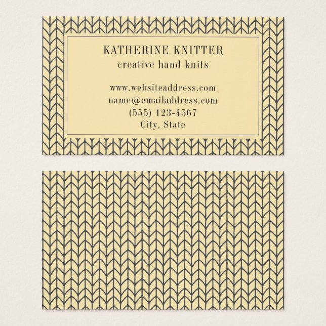BLACK CREAM KNIT 3.5x2 Business Card  (Front & Back)