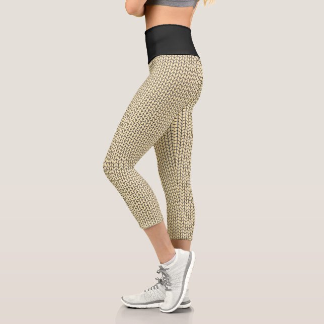 BLACK CREAM KNIT Capri Leggings (Left)