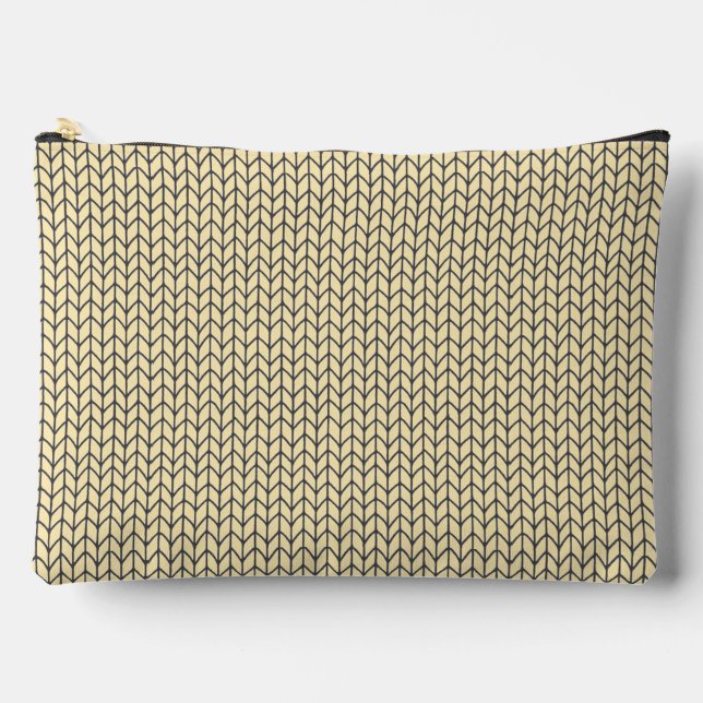 BLACK CREAM KNIT Large Accessory Pouch (Front)