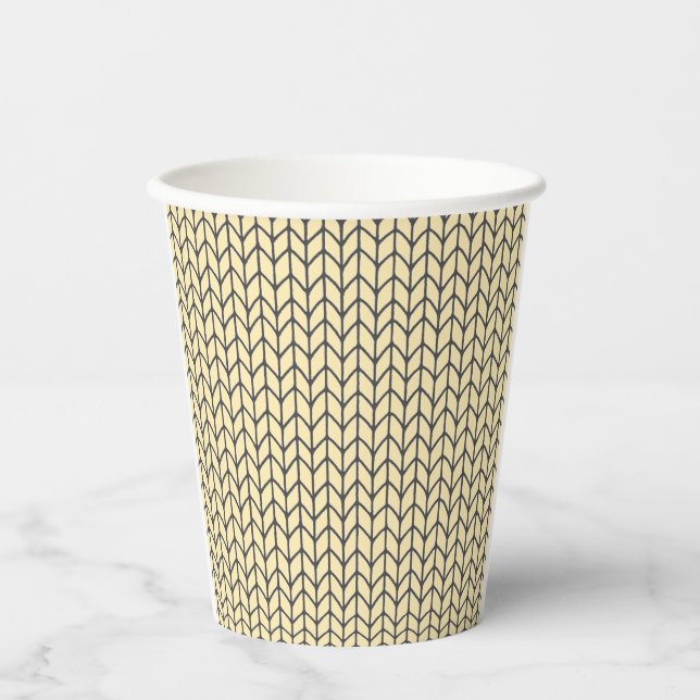 BLACK CREAM KNIT Paper Cups (Front)