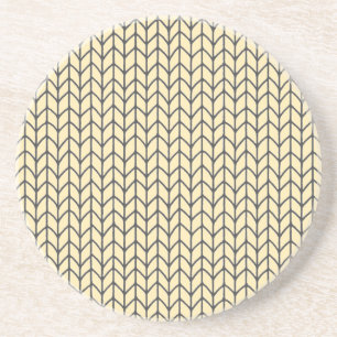 BLACK CREAM KNIT Round Sandstone Coaster