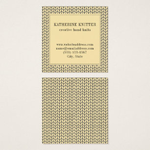 BLACK CREAM KNIT Square Business Card