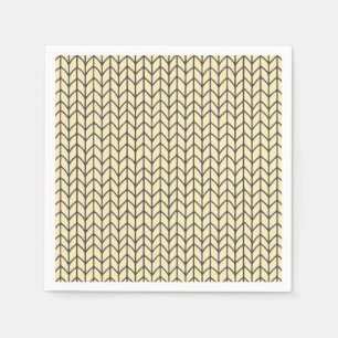 BLACK CREAM KNIT Standard Cocktail Paper Napkins
