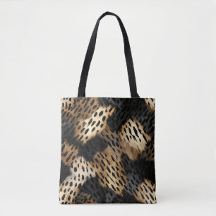 Black Cream Leopard Animal abstract Tote Bag