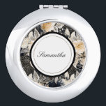 Black Cream Leopard Animal Floral   Compact Mirror<br><div class="desc">Wild Black Cream Leopard Animal Floral</div>