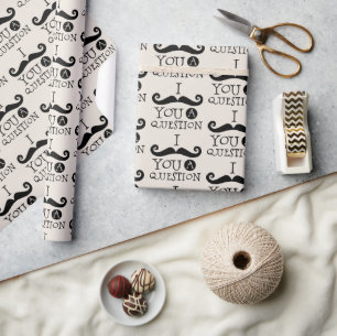 Black Cream Moustache Humour Wrapping Paper