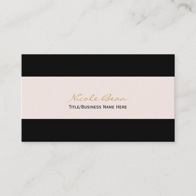 Black & Cream Off White Chic Modern Business Card (Front)