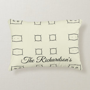 Black Cream Personalized Geometric Minimal Bedding Decorative Cushion