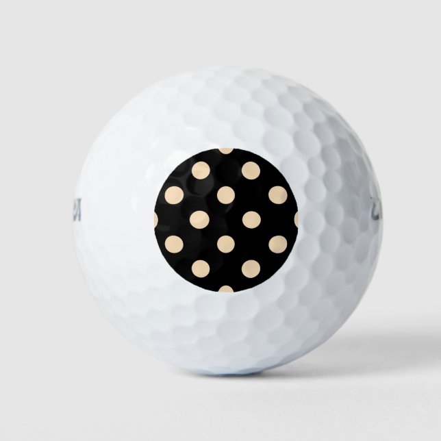 Black Cream Polka Dots Golf Balls (Front)