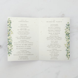 Black/Cream Snowberry+Eucalyptus Winter Wedding Programme