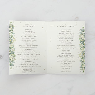 Black/Cream Snowberry+Eucalyptus Winter Wedding Programme