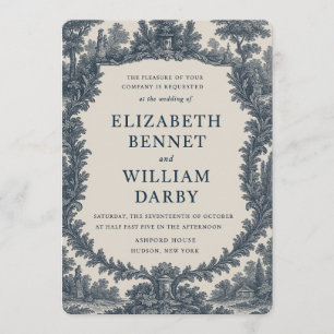 Black & Cream Toile Wedding Invitation – Old World