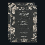 Black & Cream Vintage Toile Floral Wedding Invitation<br><div class="desc">Announce your love story with a touch of vintage charm. Our captivating wedding invitations evoke a bygone era with a touch of timeless elegance. A soft black background creates a dramatic canvas for a captivating toile floral frame. Delicate cream blooms intertwine with elegant black details, reminiscent of a treasured heirloom....</div>