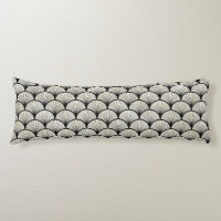 BLACK & CREAM WHITE ART DECO FAN STYLE PATTERN