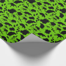 Black Creepy Crawly Critters Rats Horror Pattern